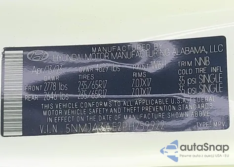2023 Hyundai Tucson Se z USA, uszkodzony, nr VIN 5NMJA3AE2PH259922